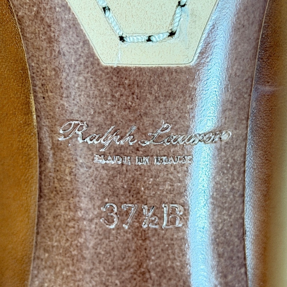 NEW Ralph Lauren Purple Label Sibylle Heels EU37.5 US7.5 Brown Burnished Leather - Picture 7 of 12
